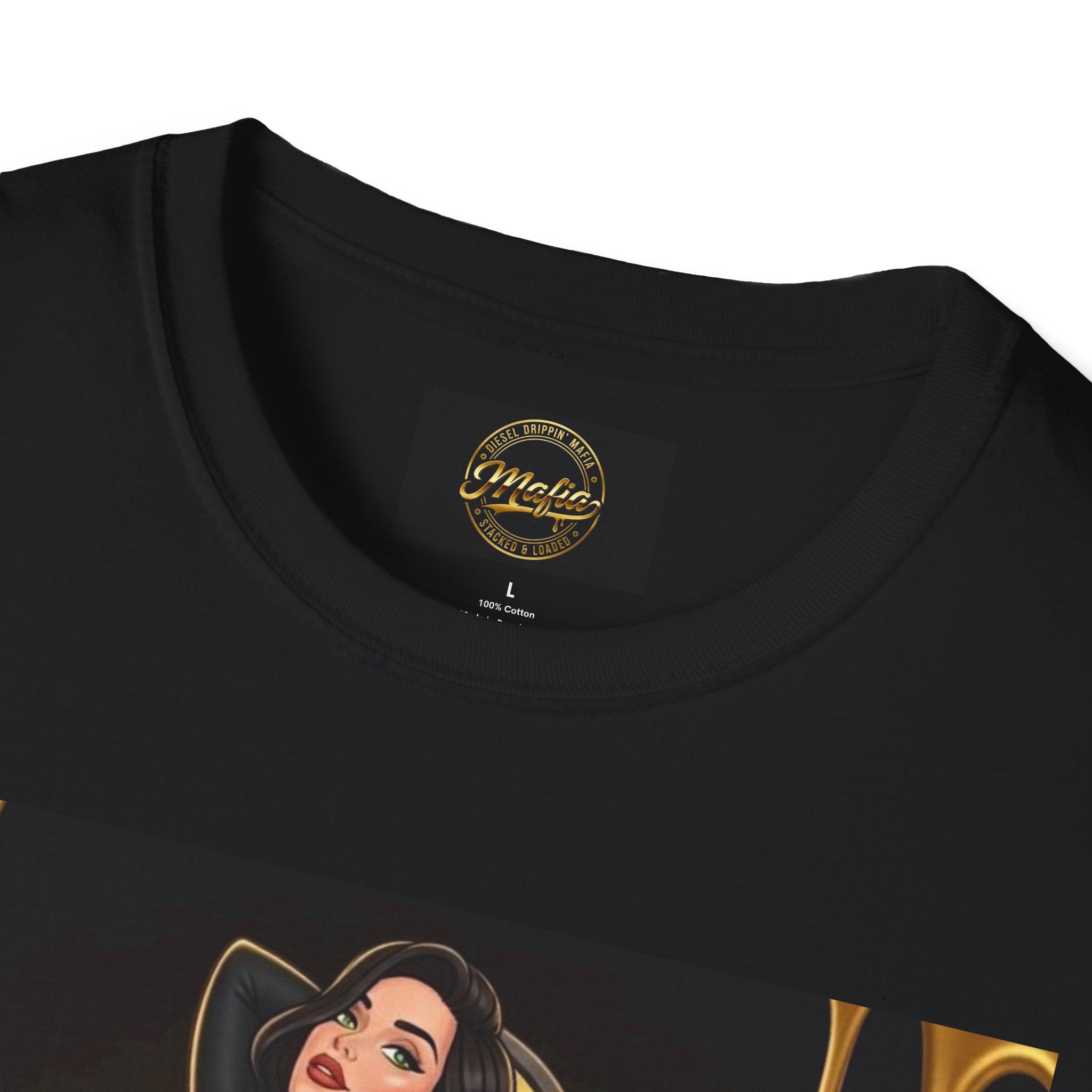 Vintage Pin-Up black suit — T-Shirt — Retro Gold Diner Graphic