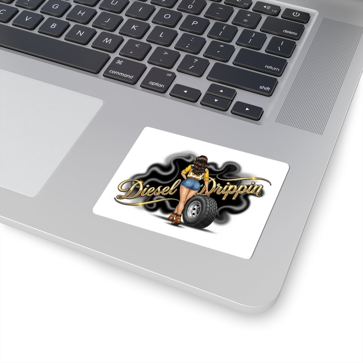Diesel Drippin' Pinup Sticker – Retro Garage Car Culture Kiss-Cut Decal