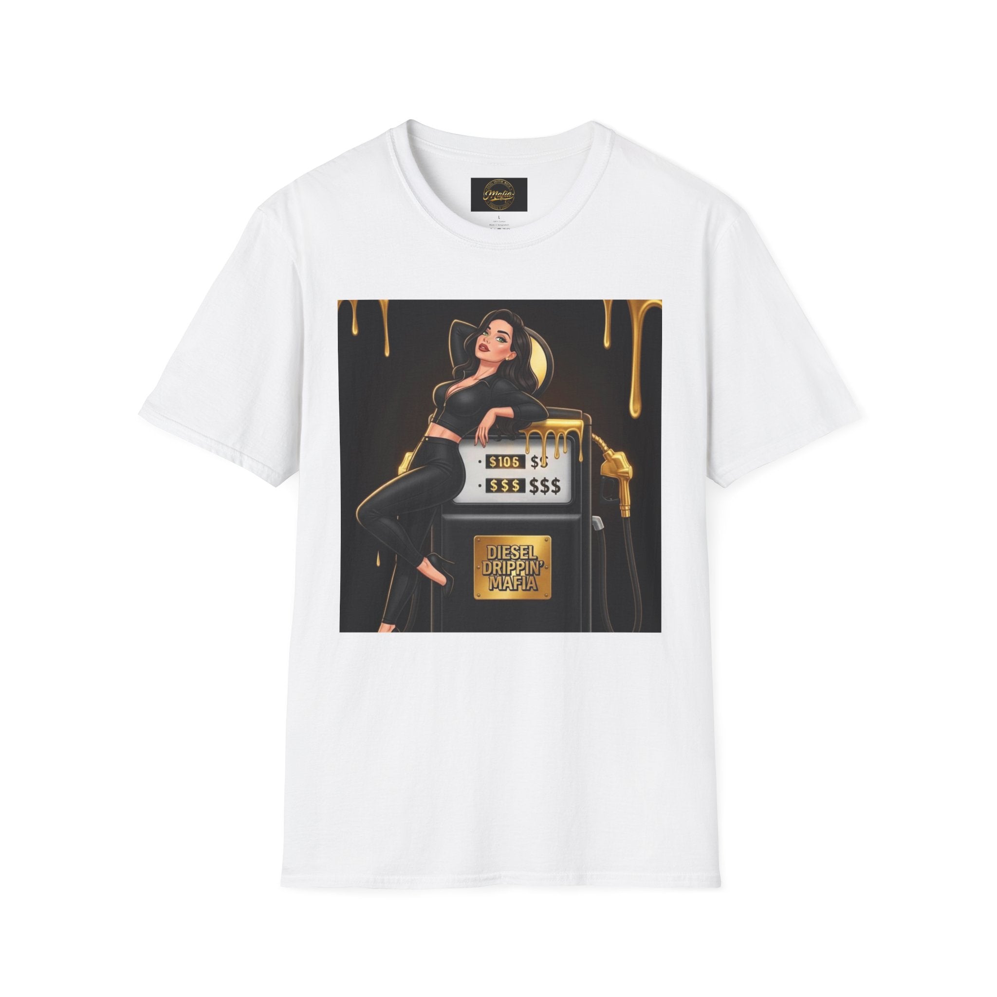 Vintage Pin-Up black suit — T-Shirt — Retro Gold Diner Graphic