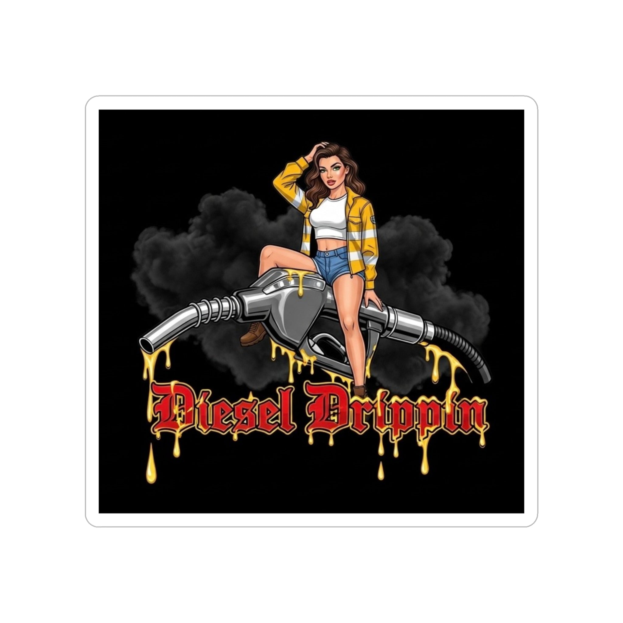 Diesel Drippin' Gas Pump Pinup Sticker — Die‑Cut Outdoor Decal