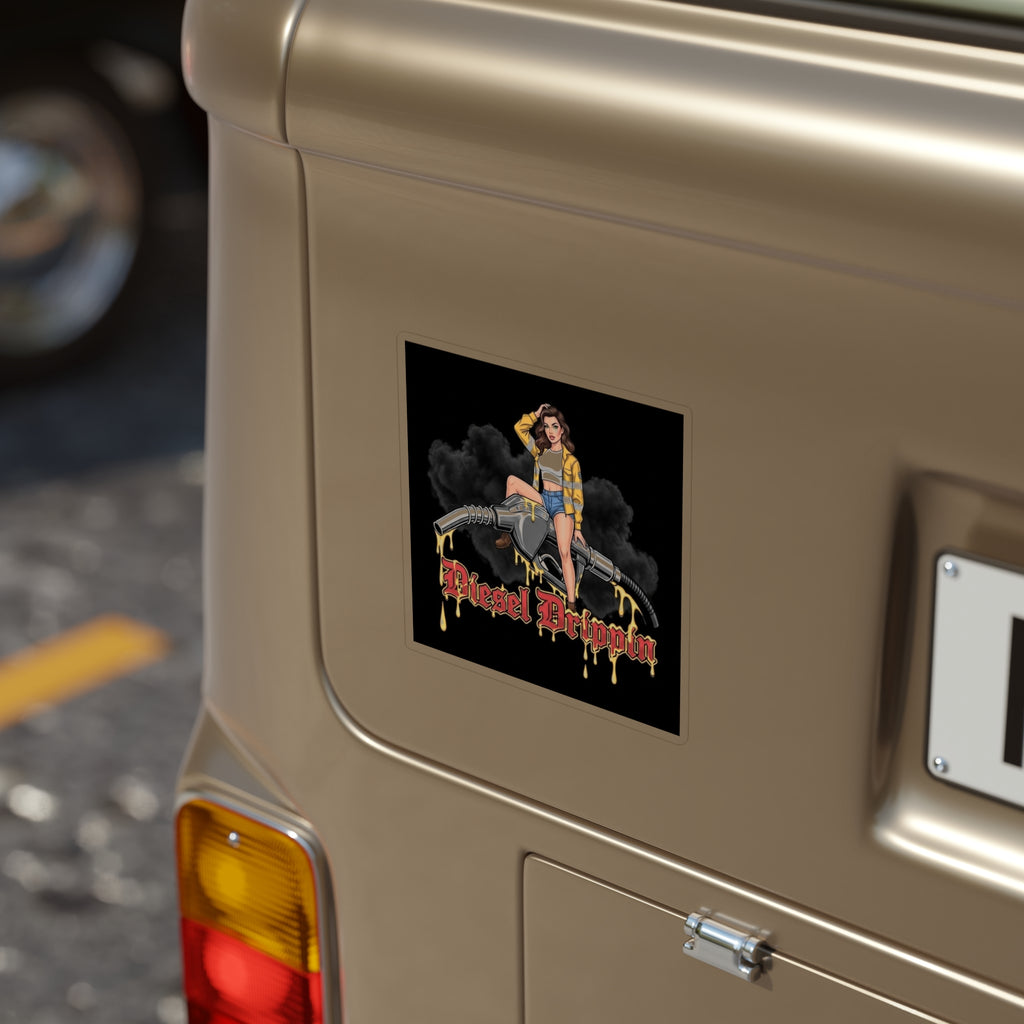 Diesel Drippin' Gas Pump Pinup Sticker — Die‑Cut Outdoor Decal
