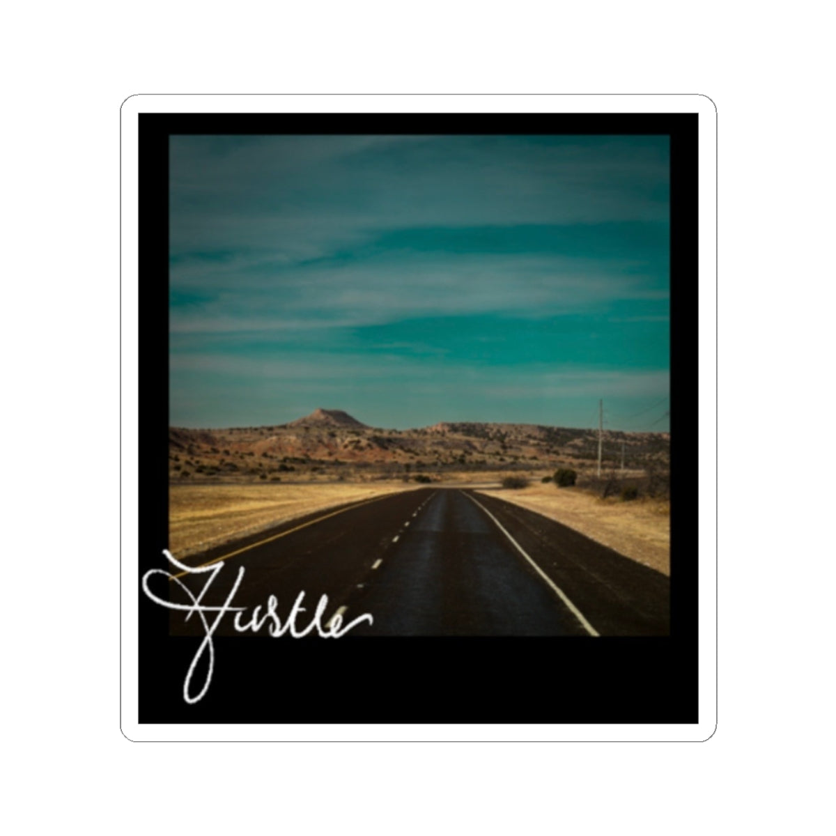 Hustle Road Photo Sticker — Retro Desert Drive Kiss-Cut Sticker