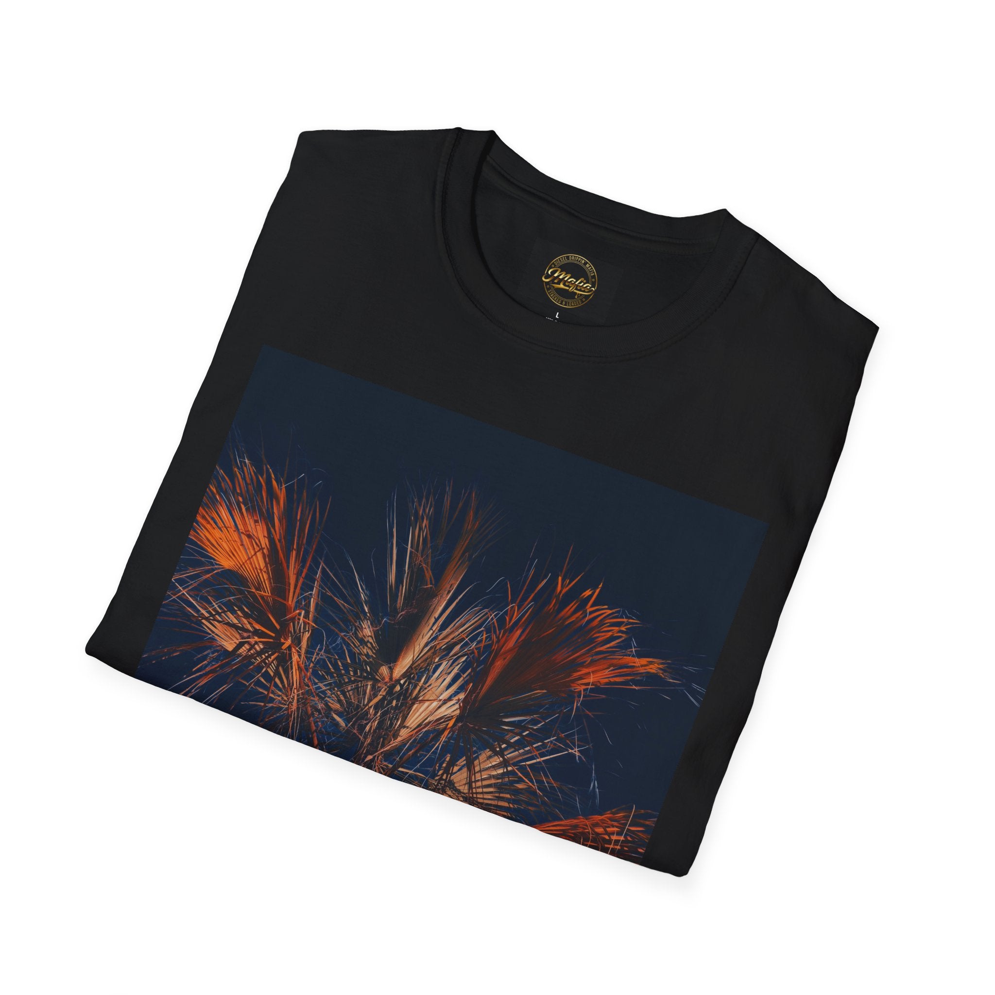 Palm Night Photo T-Shirt — Moody Sunset Palm Tree Tee