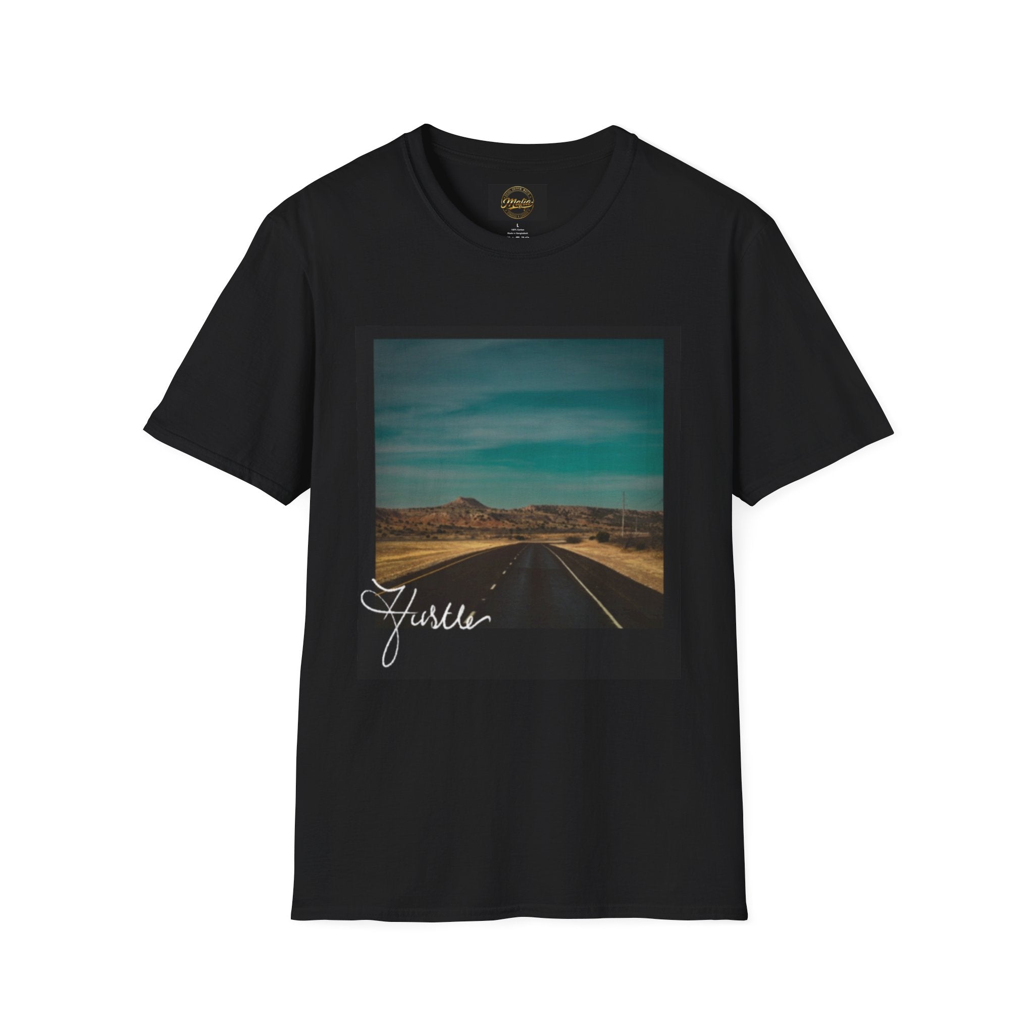 West Texas Desert tee shirt with “hustle" Signature