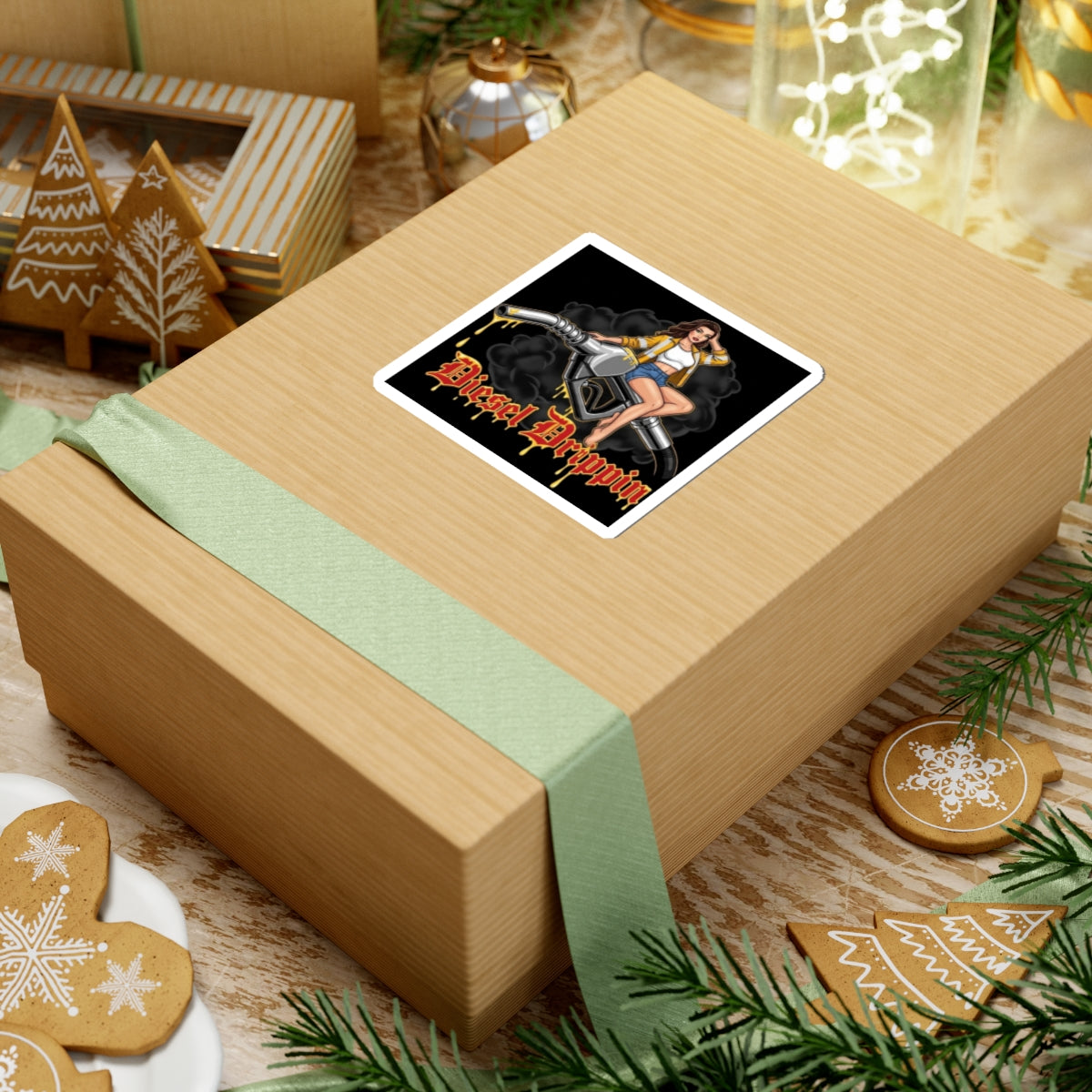 Diesel Drippin' Pin-Up Gas Pump Sticker