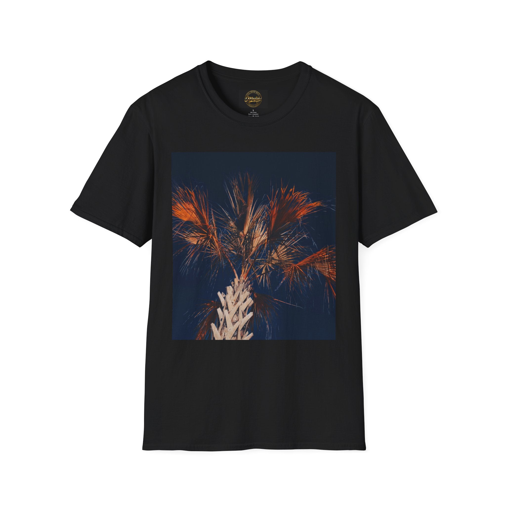 Palm Night Photo T-Shirt — Moody Sunset Palm Tree Tee