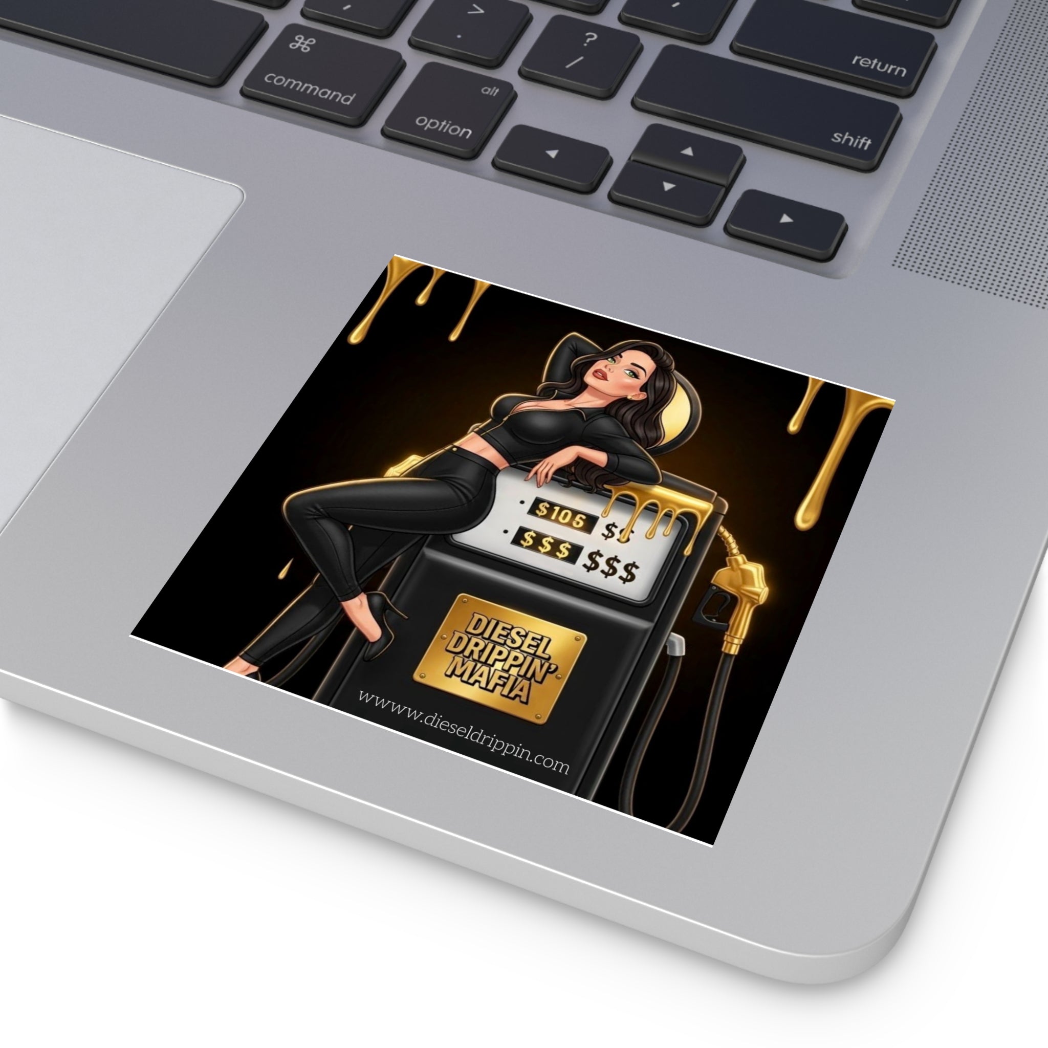 Diesel Drippin' Mafia Sticker — Glam Gas Pump Square Sticker (Indoor/Outdoor)