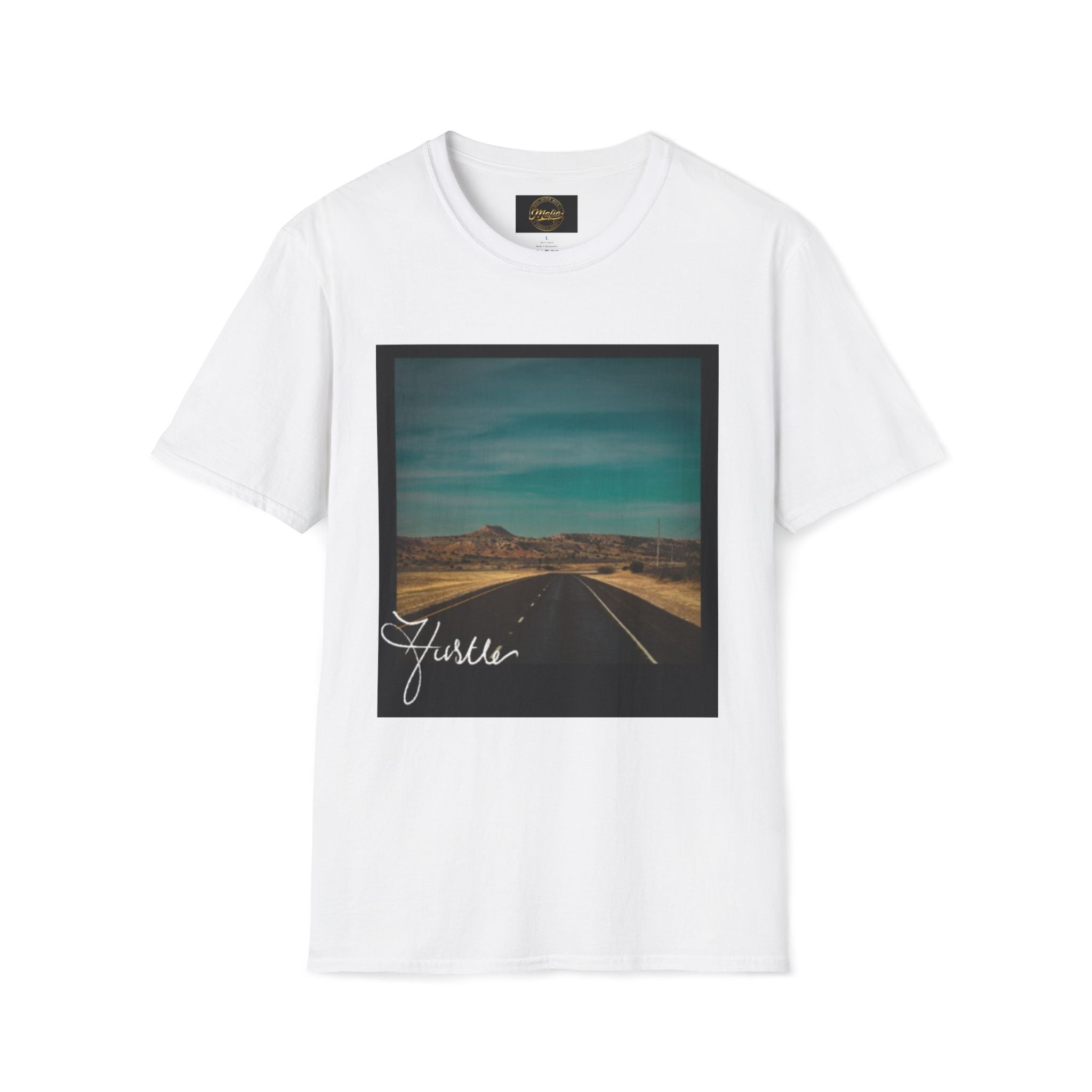 West Texas Desert tee shirt with “hustle" Signature
