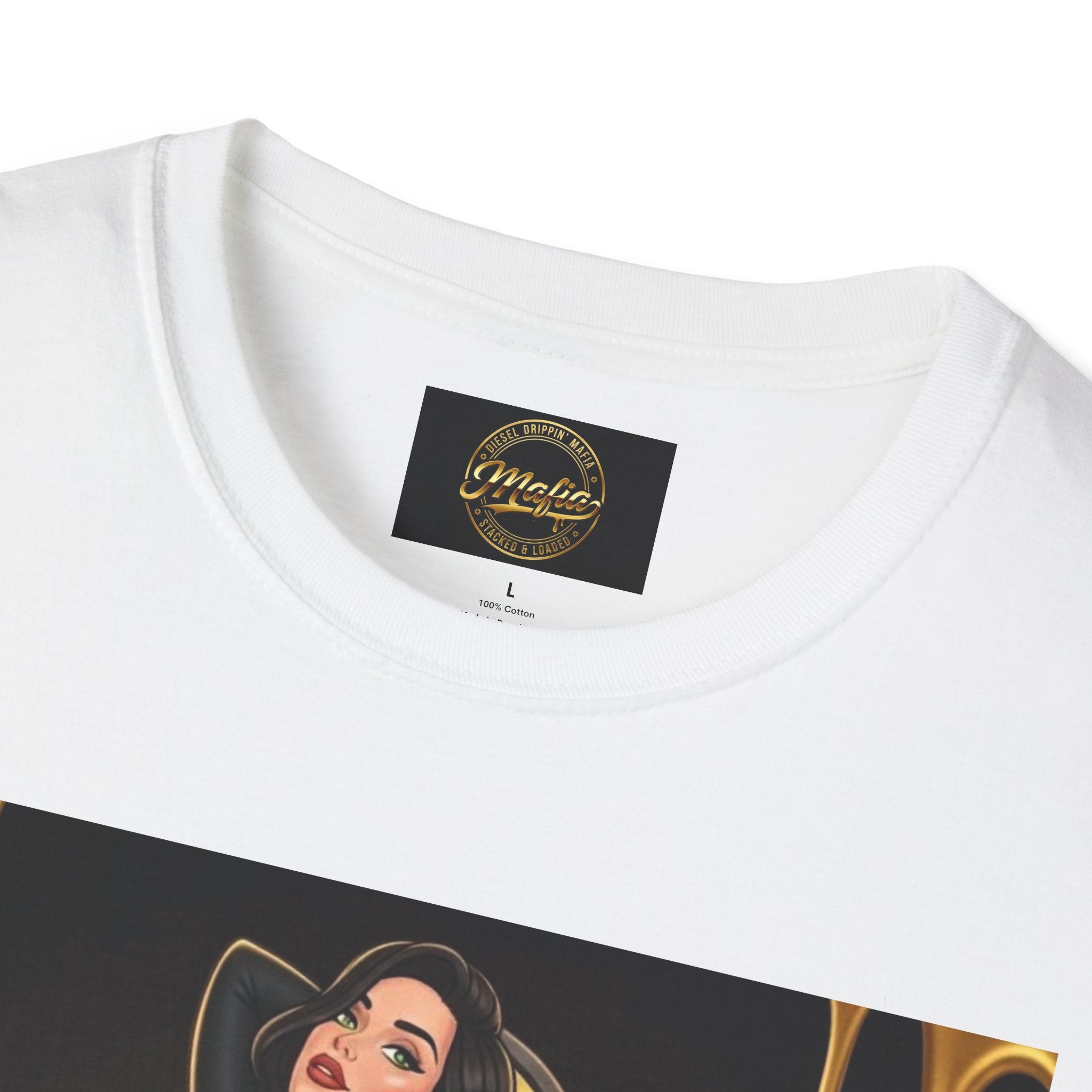 Vintage Pin-Up black suit — T-Shirt — Retro Gold Diner Graphic