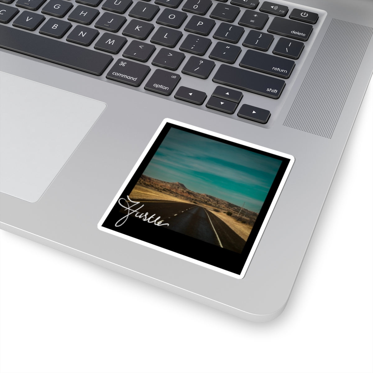 Hustle Road Photo Sticker — Retro Desert Drive Kiss-Cut Sticker