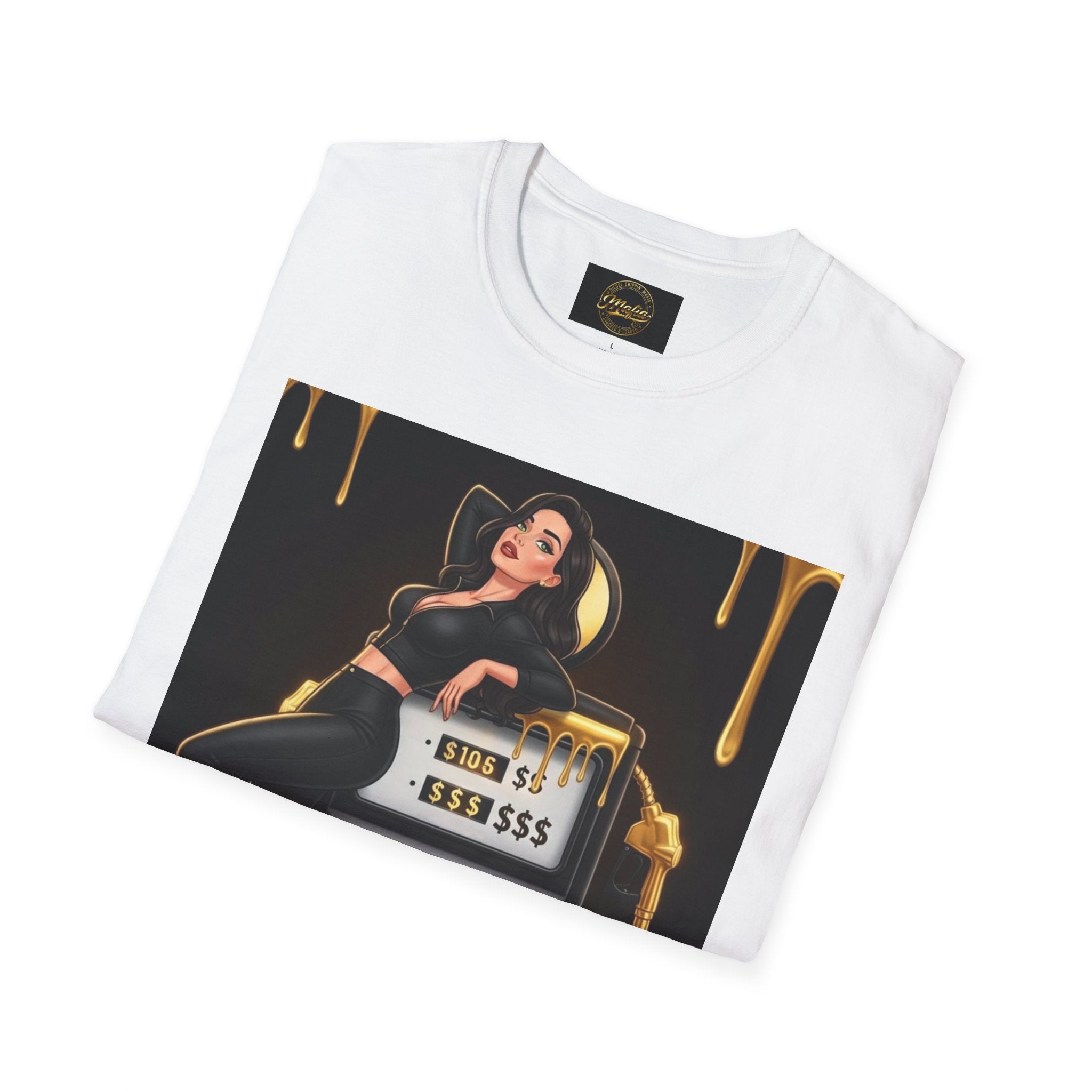 Vintage Pin-Up black suit — T-Shirt — Retro Gold Diner Graphic